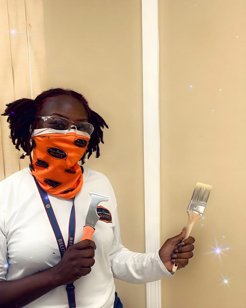 Brush work, safety gear on