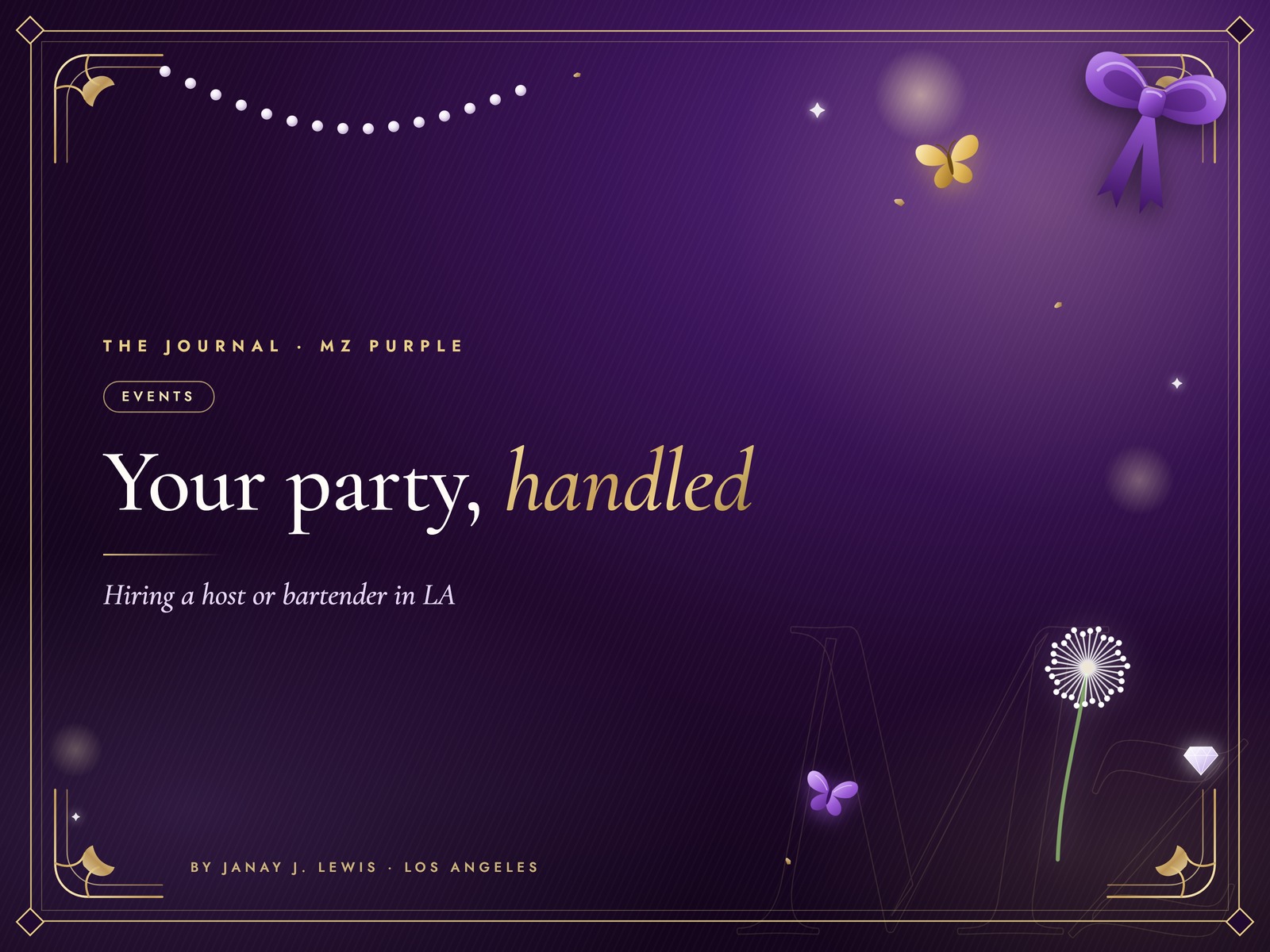 Mz Purple Journal cover: Hiring a host or bartender in Los Angeles