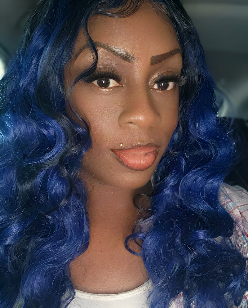 Janay Lewis wearing Midnight blue waves