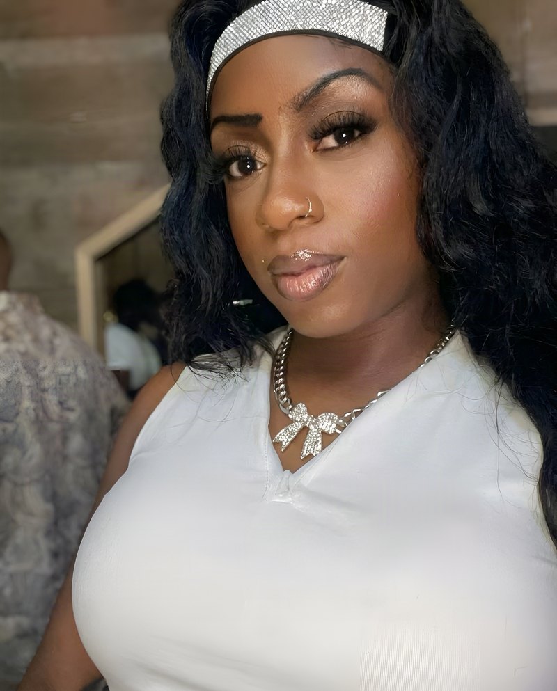 Janay Lewis, all-white night: rhinestone headband